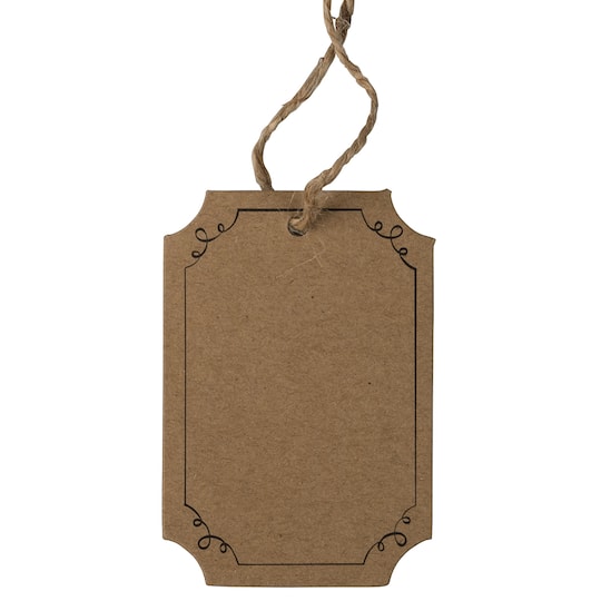 JAM Paper Brown Recycled Kraft Premium Gift Tags with Twine String &  Border, 25ct.